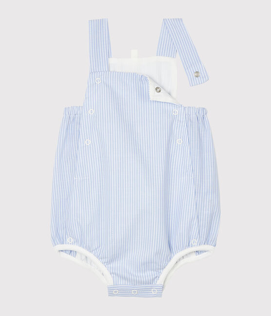 Gestreifter Baby-Spieler aus Popeline weiss MARSHMALLOW/weiss MULTICO