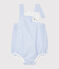 Gestreifter Baby-Spieler aus Popeline weiss MARSHMALLOW/weiss MULTICO