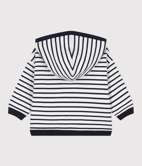 Baby-Hoodie aus dickem Jersey weiss MARSHMALLOW/blau SMOKING