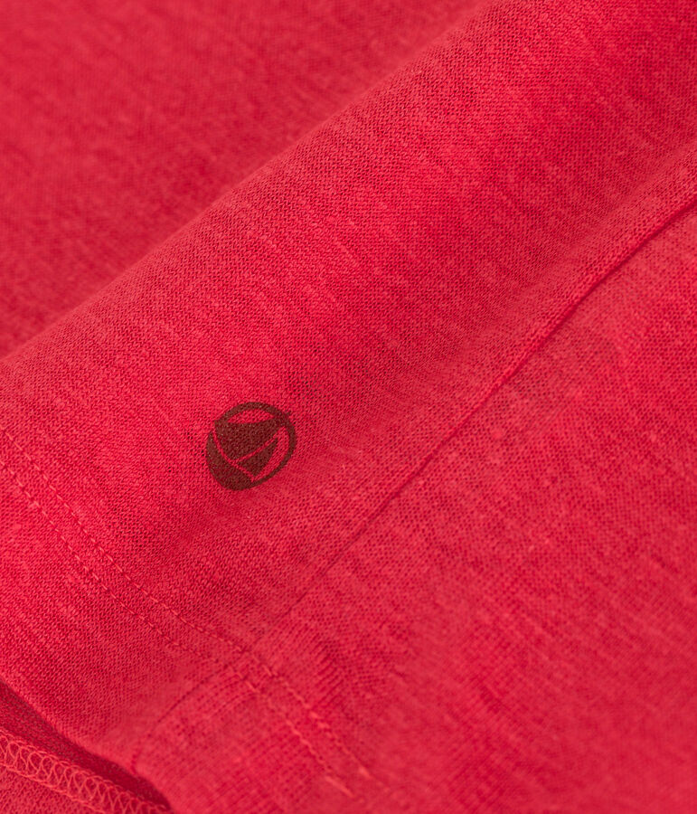 Kurz&auml;rmeliges Damen-T-Shirt aus Leinen rot