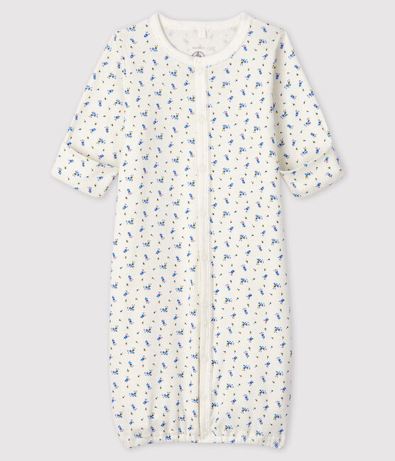 Baby-Kombi-Overall aus Bio-Baumwolle mit Blumenmotiv weiss MARSHMALLOW/weiss MULTICO