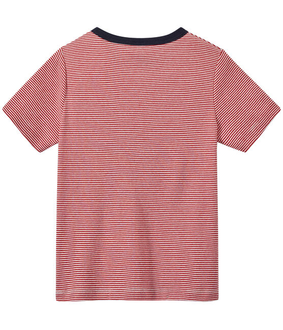 Jungen-T-Shirt mit Milleraies-Ringelmuster rot TERKUIT/weiss MARSHMALLOW