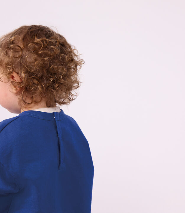 Lang&auml;rmeliges Baby T-Shirt aus einfarbiger Baumwolle mit Motiv blau