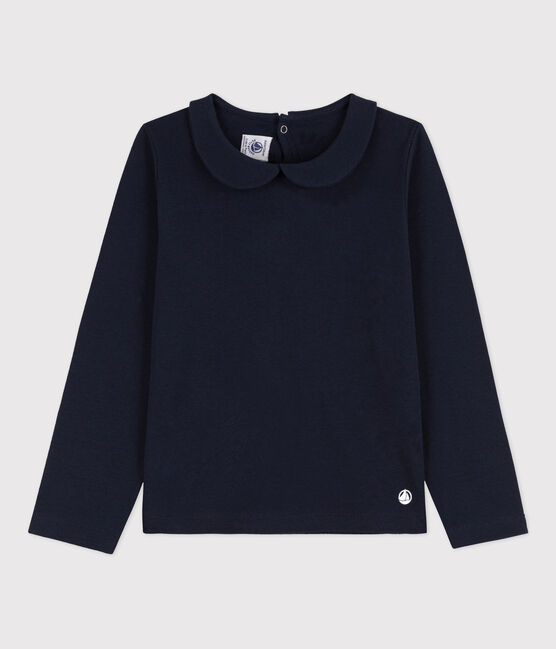 Langärmeliges Kinder-T-Shirt aus Baumwolle für Mädchen blau SMOKING