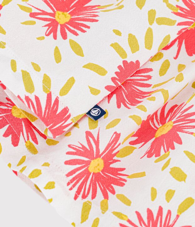 Kurz&auml;rmeliges Babykleid aus bedruckter Baumwolle weiss/vielfarbig