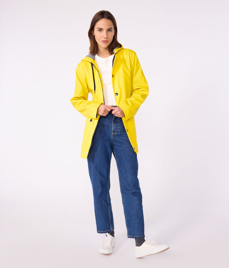 Regenjacke aus recyceltem Material und Bio-Baumwolle gelb JAUNE