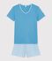 Pyjama short Femme en coton blau/vielfarbig