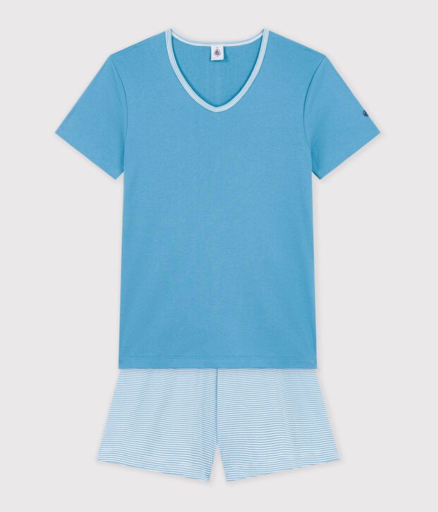 Pyjama short Femme en coton blau/vielfarbig