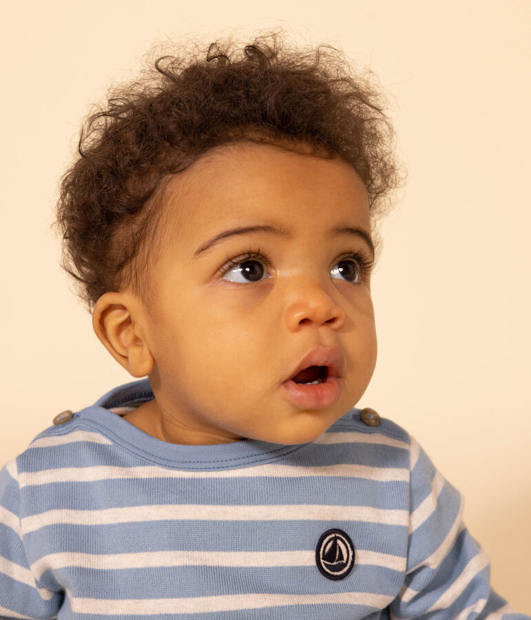 Baby-Streifenshirt aus dickem Jersey blau/beige