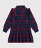 Kinderkleid aus Baumwoll-Flanell mit Karomuster für Mädchen blau SMOKING/weiss MULTICO