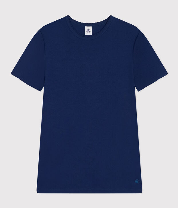Damen-T-Shirt L&rsquo;ICONIQUE aus Baumwolle mit M&auml;usez&auml;hnchen blau