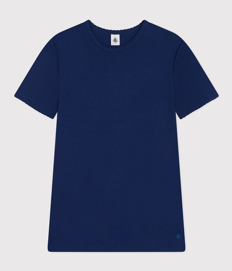 Damen-T-Shirt L&rsquo;ICONIQUE aus Baumwolle mit M&auml;usez&auml;hnchen blau