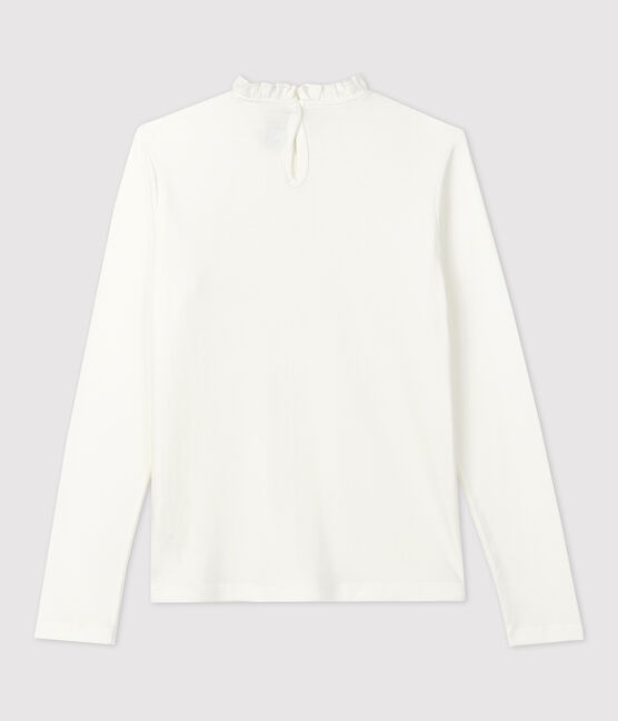 Langärmeliges Kinder-T-Shirt aus Baumwolle für Mädchen weiss MARSHMALLOW