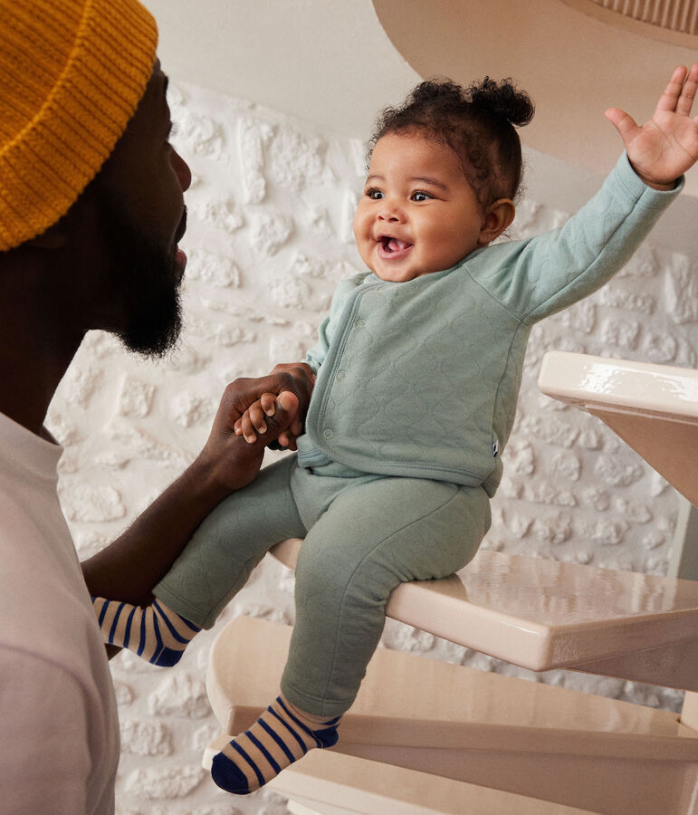 Baby-Set aus gestepptem Doppeljersey gr&uuml;n