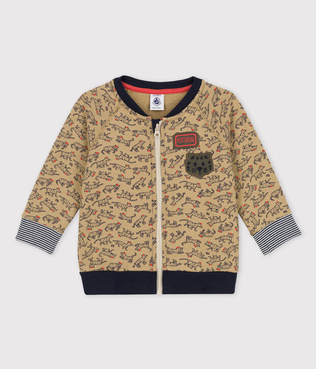Baby-Teddyjacke aus Molton. beige/vielfarbig
