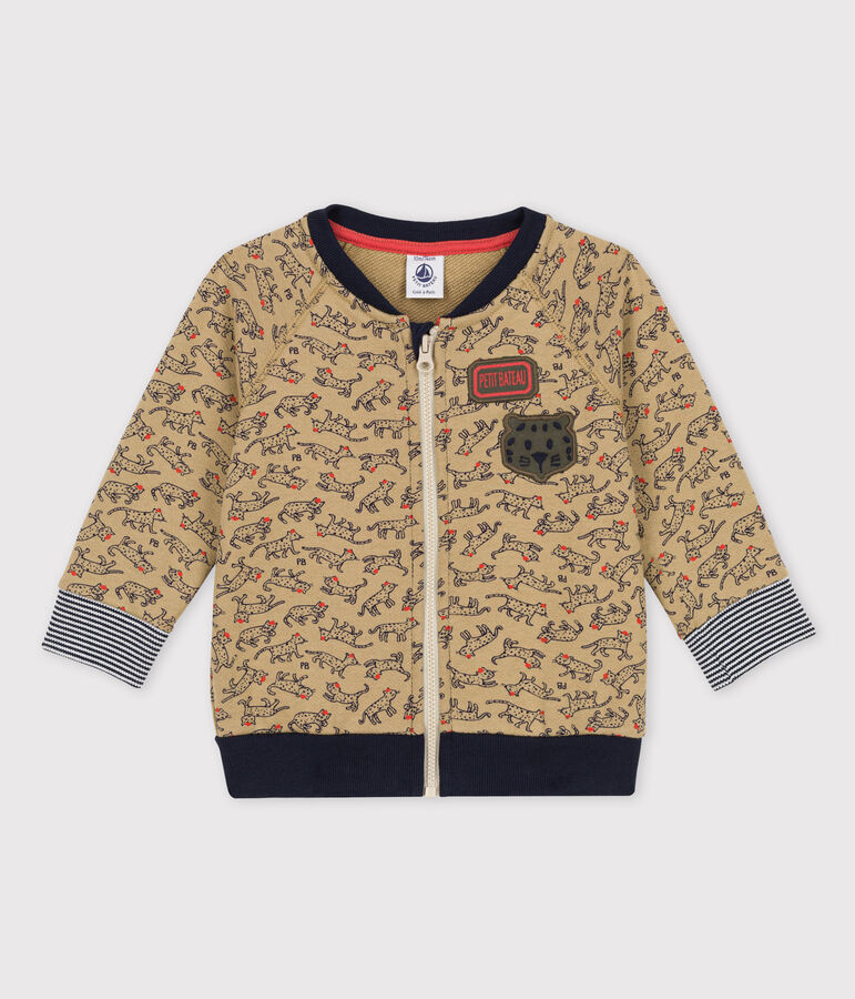 Baby-Teddyjacke aus Molton. beige/vielfarbig