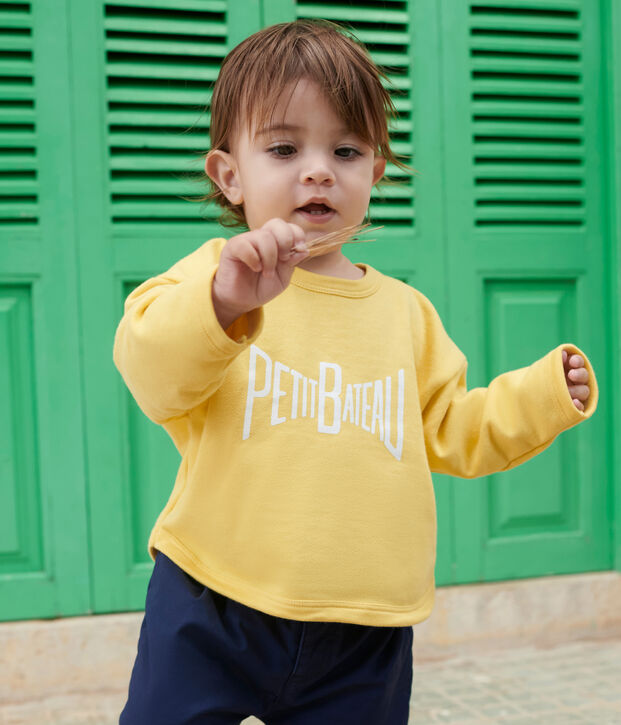 Einfarbiges Baby-Sweatshirt aus Baumwolle gelb