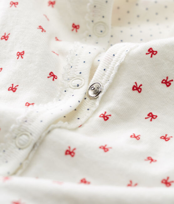 Baby Strampler aus gedoppeltem Jersey für Mädchen weiss MARSHMALLOW/rot TERKUIT
