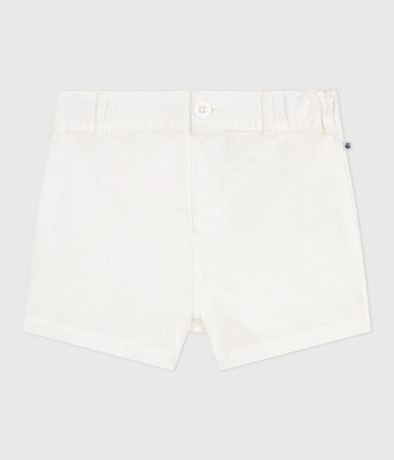Baby-Shorts aus gestreiftem Seersucker weiss ECUME