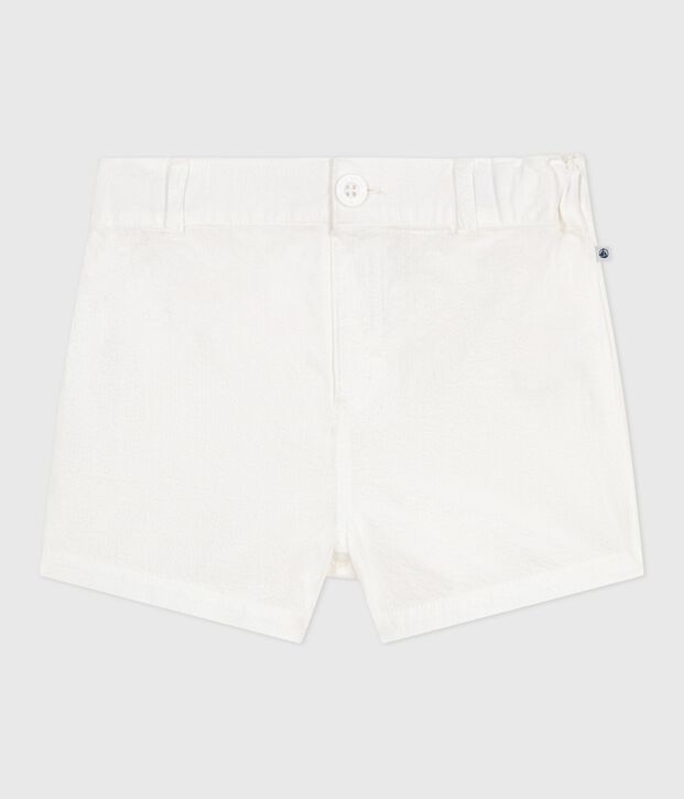 Baby-Shorts aus gestreiftem Seersucker weiss