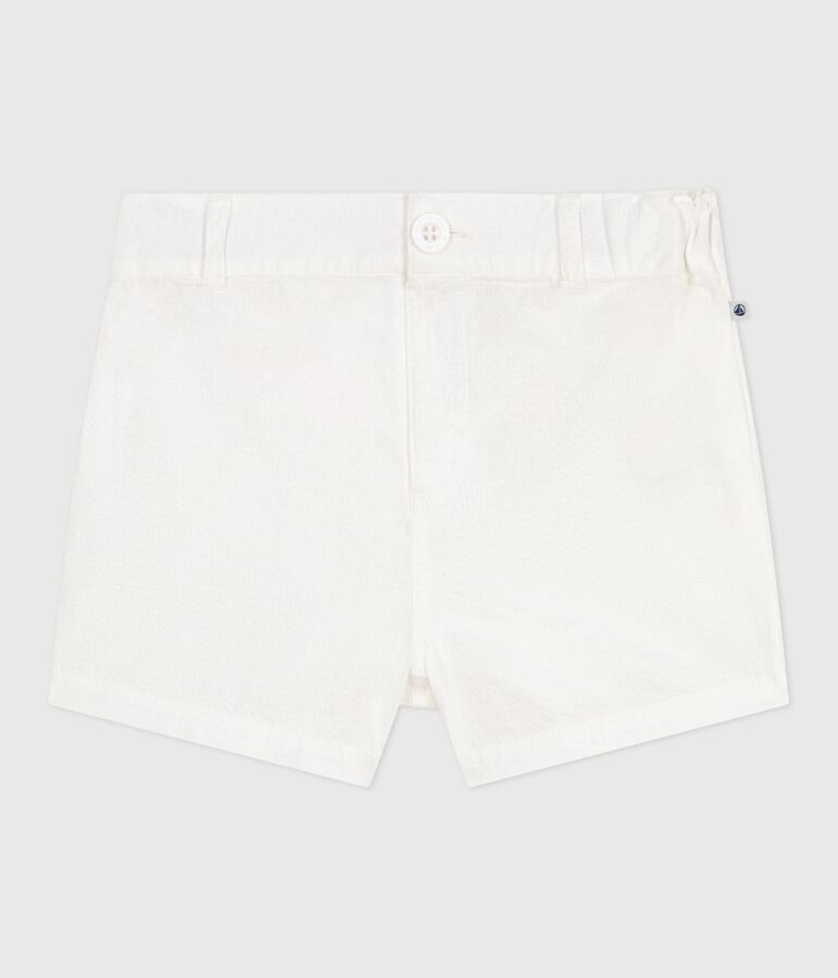 Baby-Shorts aus gestreiftem Seersucker weiss