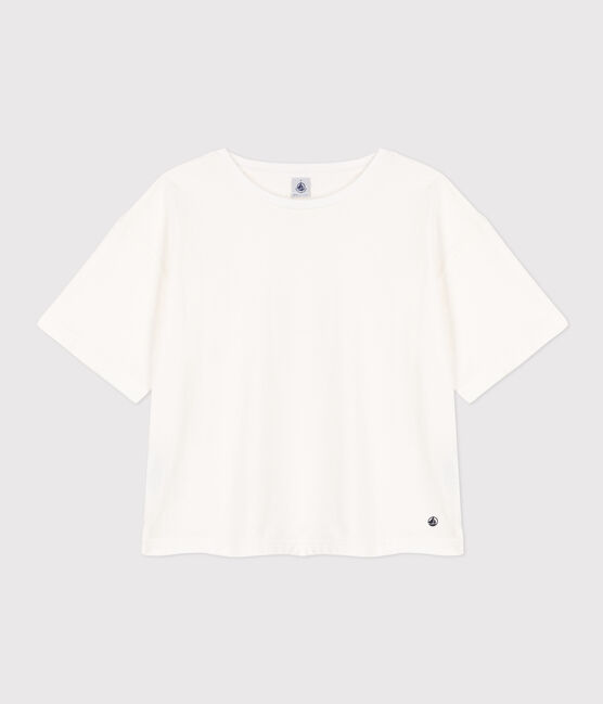 Damen-T-Shirt LE BOXY aus Baumwolle weiss MARSHMALLOW