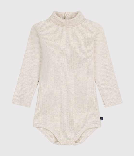 Langärmeliger Body mit Rollkragen aus Baumwolle für Babys beige MONTELIMAR CHINE