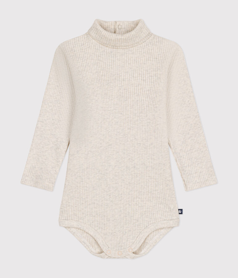 Lang&auml;rmeliger Body mit Rollkragen aus Baumwolle f&uuml;r Babys beige