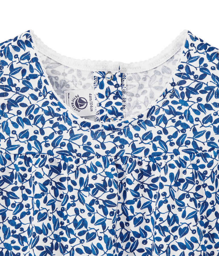 Kurzer bedruckter M&auml;dchen-Schlafanzug aus feinem Jersey weiss/vielfarbig