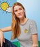 Damen T-Shirt Mr. Men und Little Miss aus Baumwolle weiss MARSHMALLOW/blau SMOKING