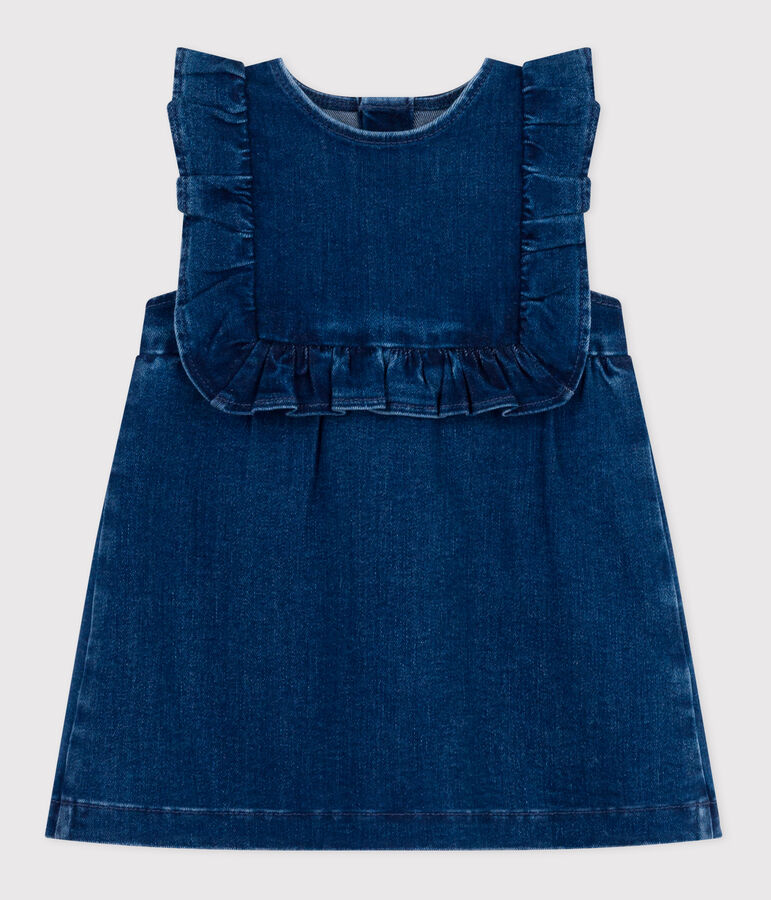 &Auml;rmelloses Babykleid aus Denim blau