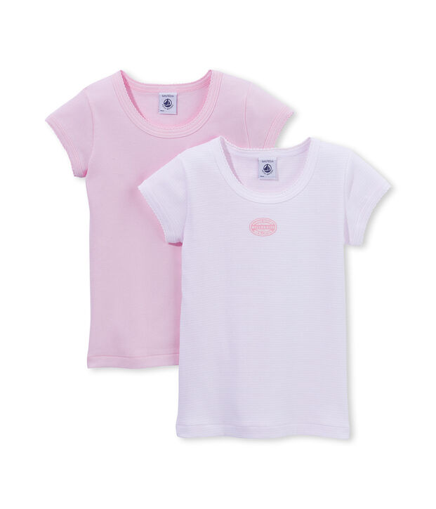 Ein Paar M&auml;dchen T-Shirts einfarbig/ ringel-gestreift lot .