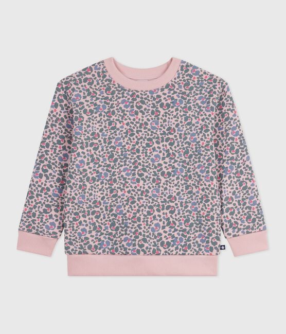Kinder-Sweatshirt aus bedruckter Baumwolle rosa JOLI/weiss MULTICO