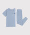 Kinder-Pyjama aus gestreifter Baumwolle blau BEACH/ MARSHMALLOW