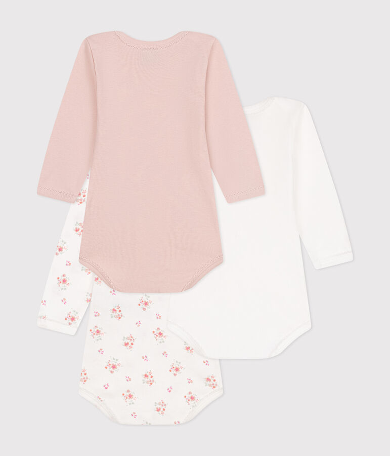 3er-Set lang&auml;rmelige Bodys aus Baumwolle mit Blumenmotiv f&uuml;r Babys vielfarbig