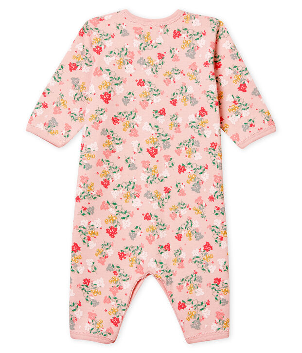 Flauschiger Baby M&auml;dchen Strampler ohne Fu&szlig; rosa/vielfarbig