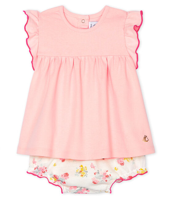 2-teiliges Baby-Ensemble für Mädchen rosa MINOIS/weiss MULTICO