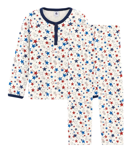 Pyjama aus Doppeljersey für kleine Jungen weiss MARSHMALLOW/weiss MULTICO