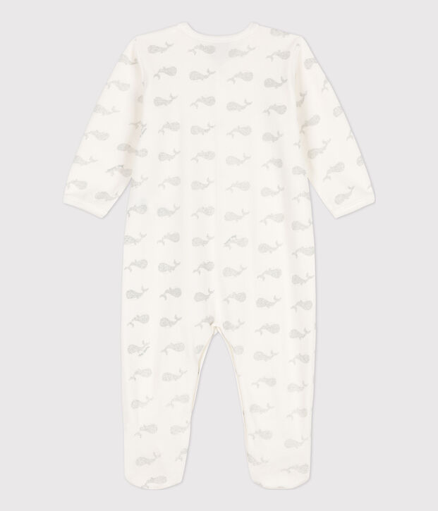 Baby-Strampler aus Nicki weiss/grau