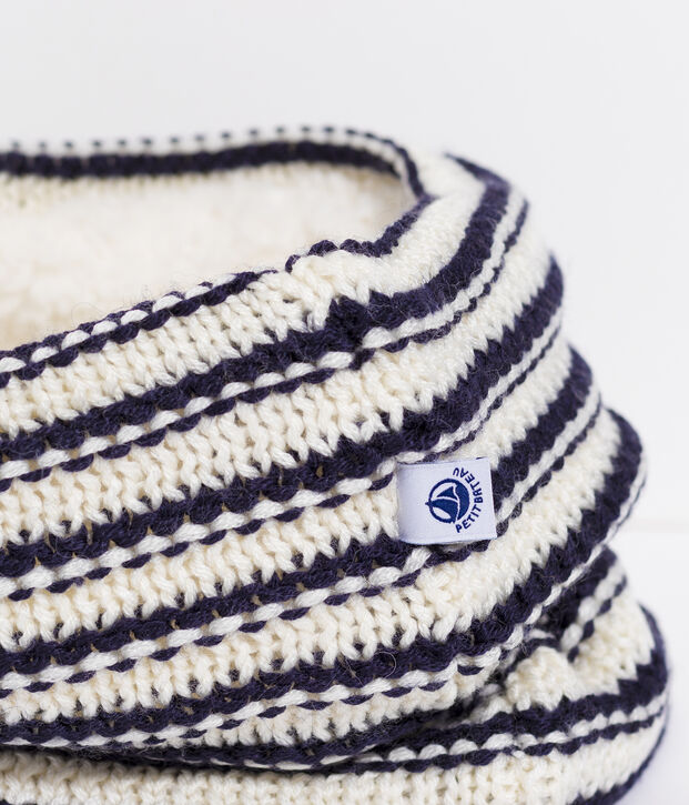 Kinder-Schlauchschal f&uuml;r Jungen und M&auml;dchen weiss/blau