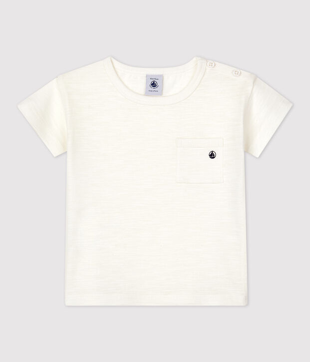 Einfarbiges kurz&auml;rmeliges T-Shirt aus Jersey weiss