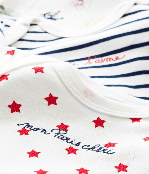 Trio kurz&auml;rmelige Baby-Bodys f&uuml;r Jungen vielfarbig