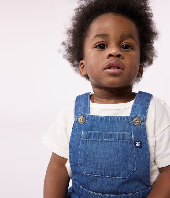Kurze Baby-Latzhose aus leichtem Denim blau DENIM CLAIR