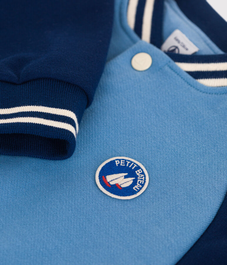 Kinder College-Jacke aus einfarbiger Baumwolle blau/blau