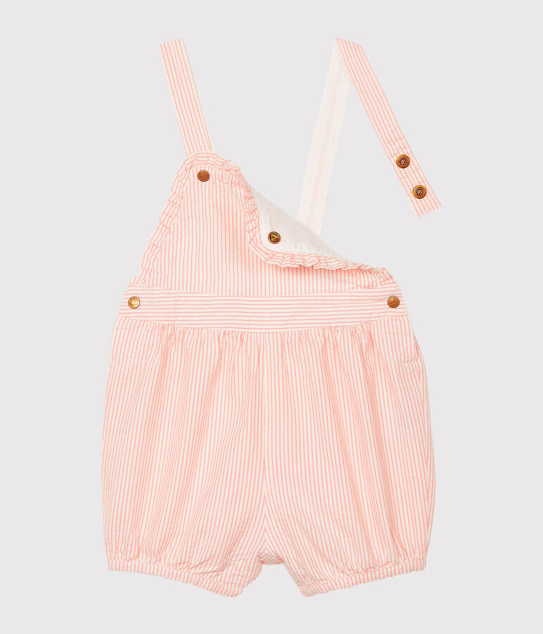 Gestreifte Baby-Kurzlatzhose f&uuml;r M&auml;dchen rosa/weiss