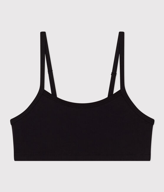 Unifarbenes Damen-Bustier aus Baumwolle und Elastan schwarz BLACK