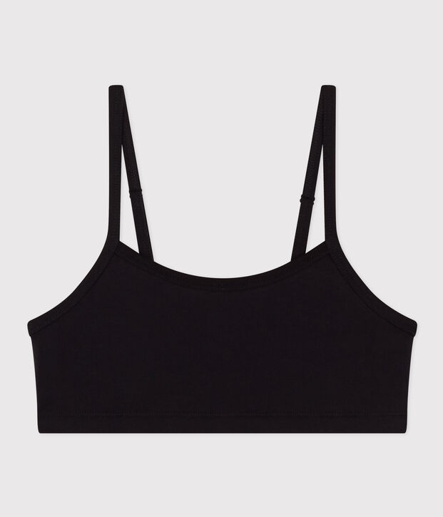 Unifarbenes Damen-Bustier aus Baumwolle und Elastan schwarz