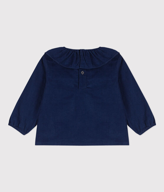Langärmelige Babybluse aus Feincord BLEU FONCE
