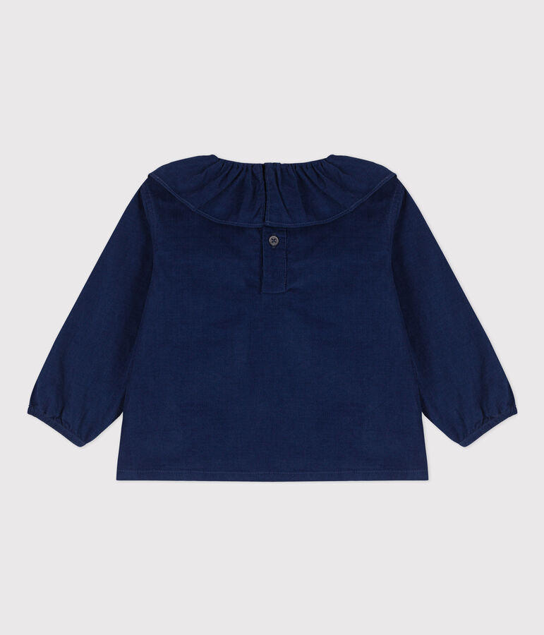 Lang&auml;rmelige Babybluse aus Feincord blau