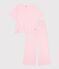 Damen-Pyjama aus Baumwolle mit weiten Beinen und Streifen rosa/weiss